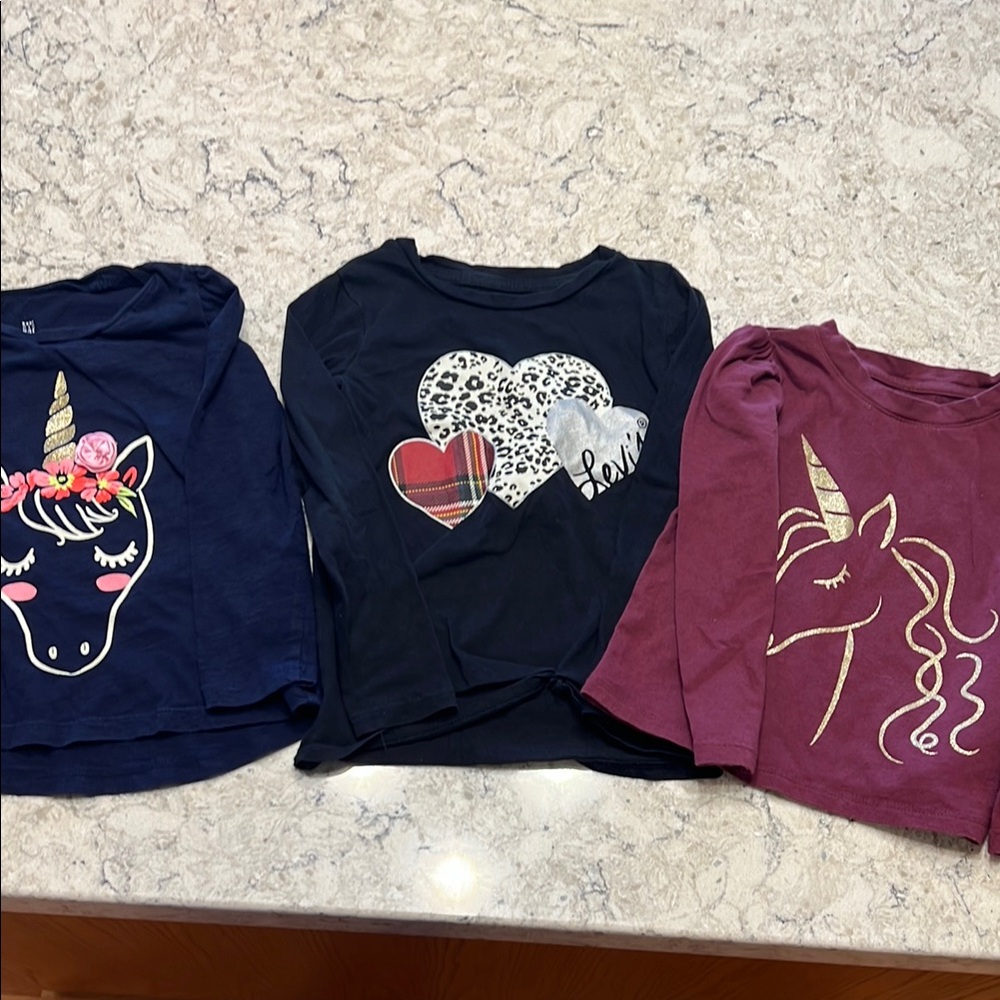 3 long sleeve shirts. Size 4. GUC